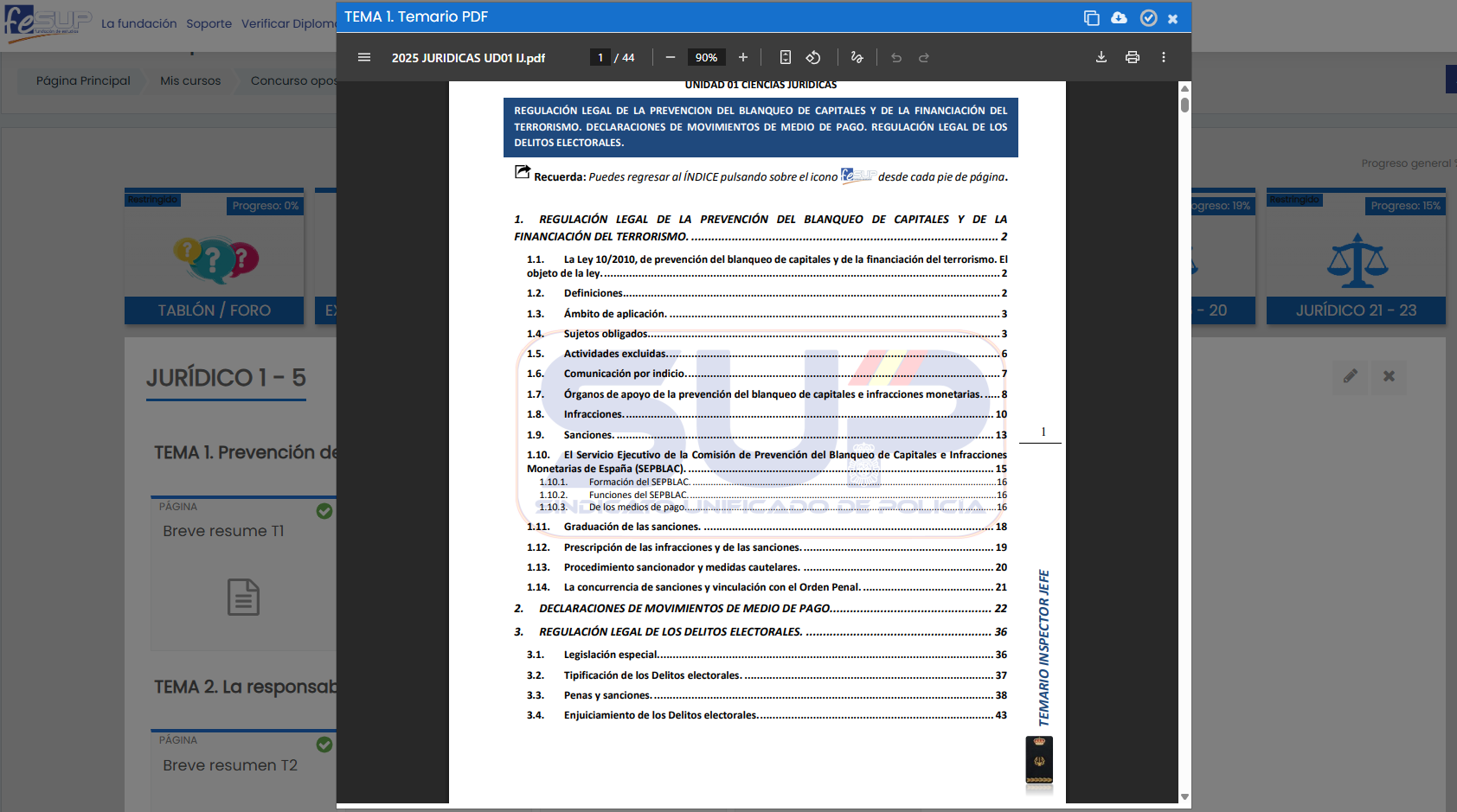 Captura del curso Inspector Jefe